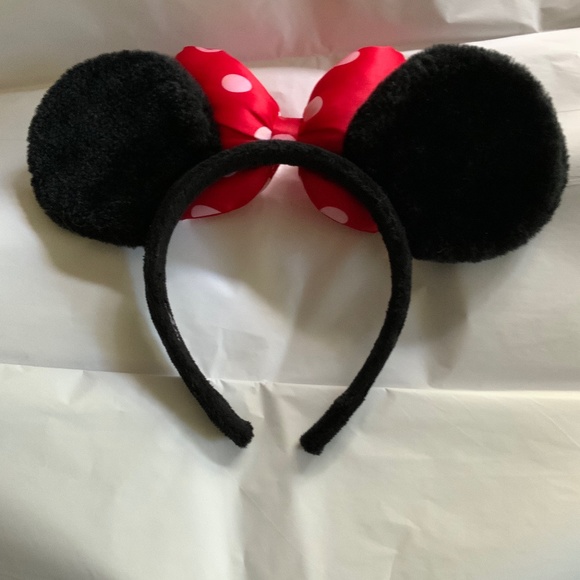 Disney Parks Minnie Mouse Plush Ears with Red and White Polka Dot Bow - Picture 2 of 2